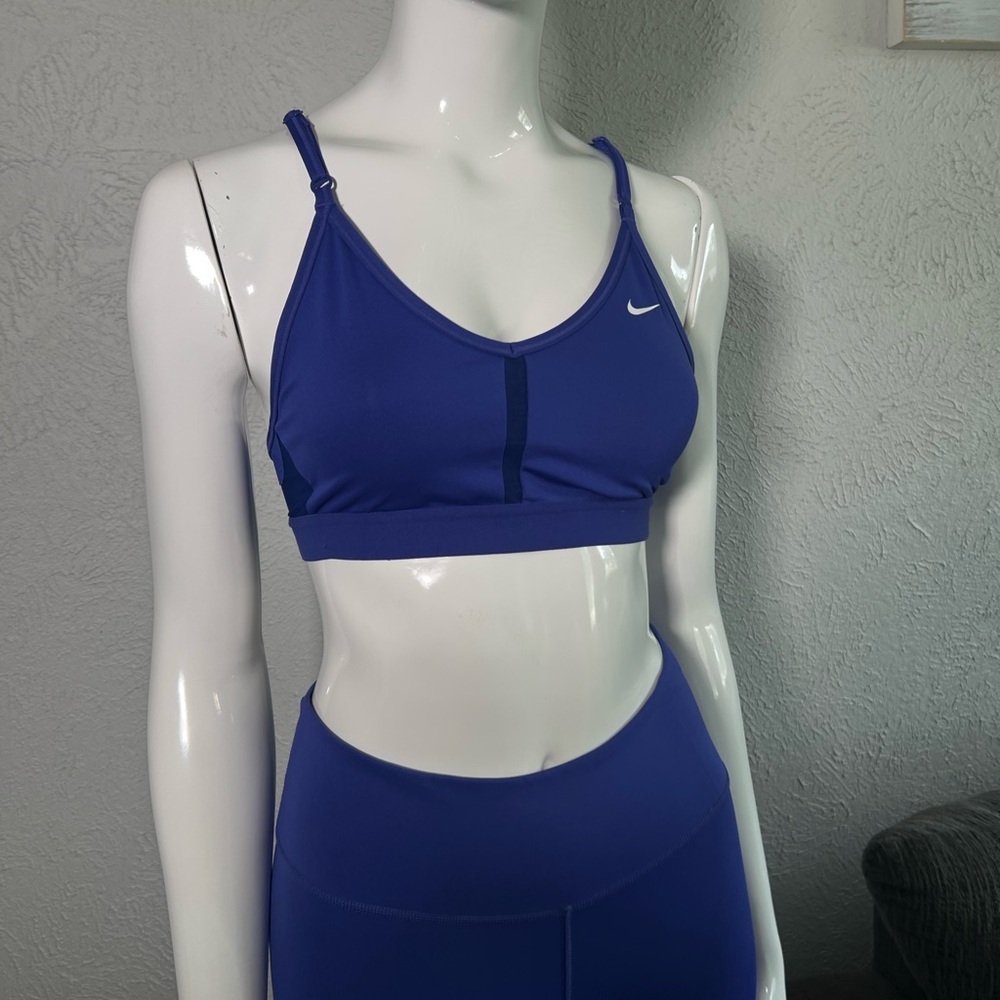 Nike Blue Sports Bra Medium Support V-Neck